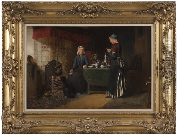 Figures In A Dutch Interior Oil Painting - Sipke (Cornelis) Kool