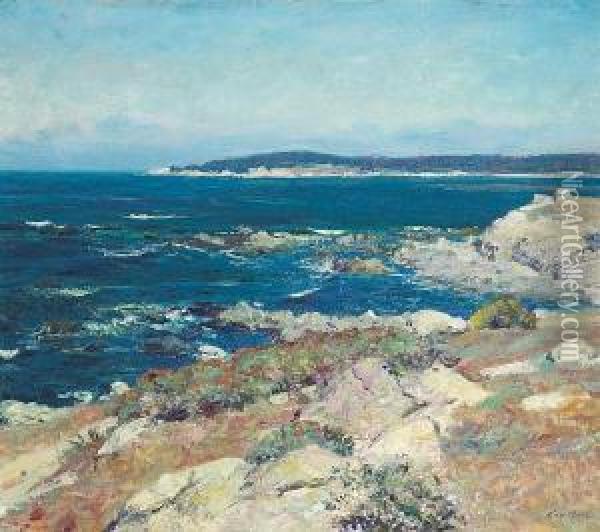 Carmel Seascape (a Blue Sea, Carmel) Oil Painting - Guy Rose