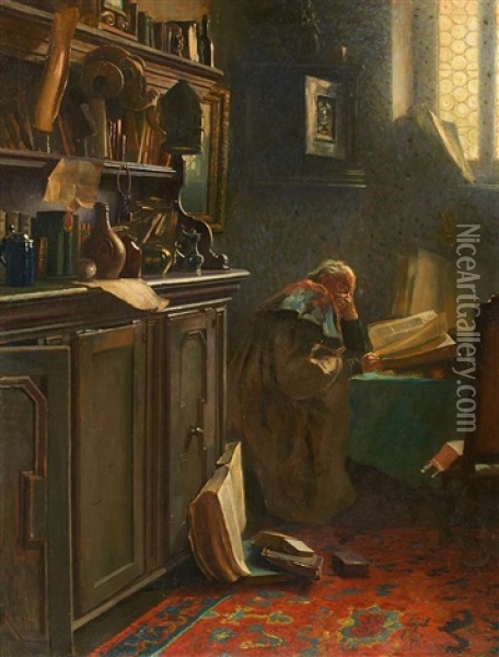 Der Gelehrte Im Studierzimmer Oil Painting - Carl Maria Seyppel