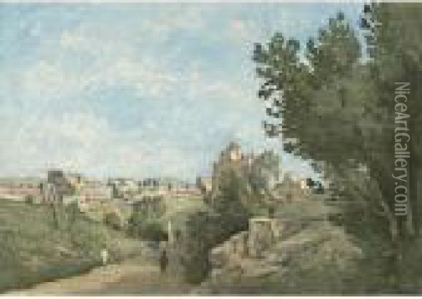 Vue De La Villa D'este Oil Painting - Henri-Joseph Harpignies
