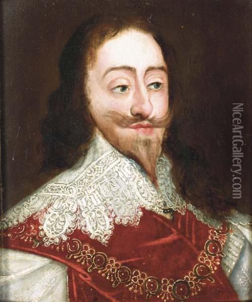 Portrait Of Charles I; Also A Portrait Of Henrietta Maria Oil Painting - Sir Anthony Van Dyck