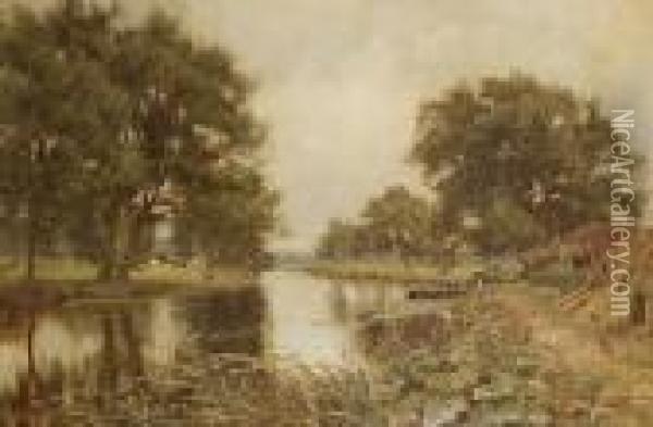 River Landscape Oil Painting - Edward Wilkins Waite