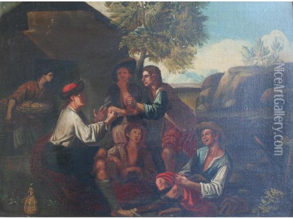 Italian Peasants Amusing Themselves Oil Painting - Giacomo Francesco Cipper