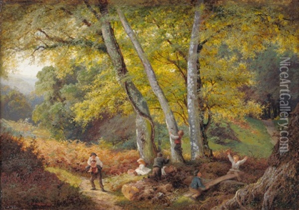 Children Playing In A Wooded Glade Oil Painting - Edward Henry Holder