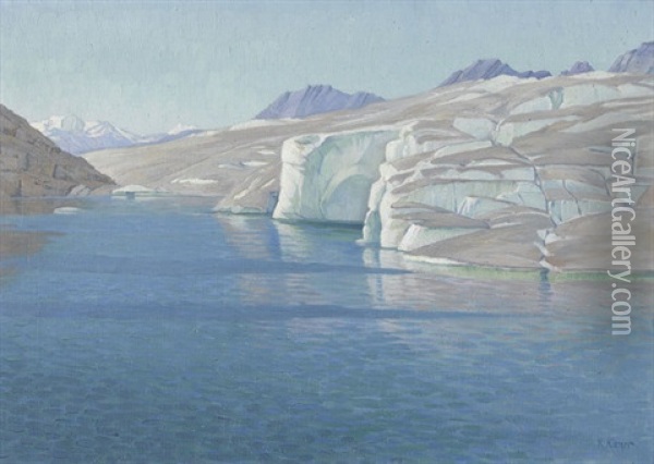 Bergsee Mit Gletscher Oil Painting - Robert Kiener