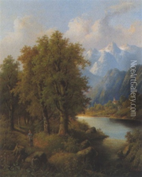 Gebirgige Landschaft Oil Painting - Edouard Boehm