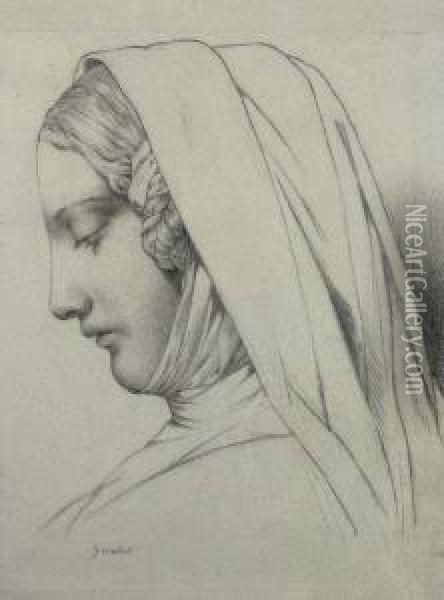 Head Of A Nun In Profile To The Left Oil Painting - Leon Cogniet