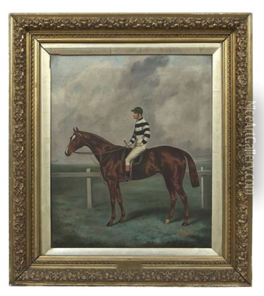 The Rejected With The Jockey Mr. G. Abington Baird, A Portrait Of Horse And Jockey In A Racecourse Setting Oil Painting - Joshua Dighton