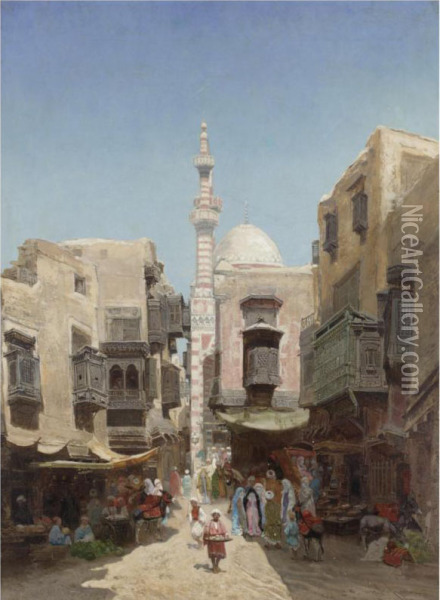 Arab Market Oil Painting - Godefroy de Hagemann