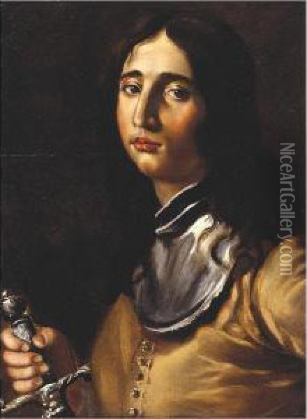Portrait Of A Young Soldier With A Lance Oil Painting - Cesare Dandini
