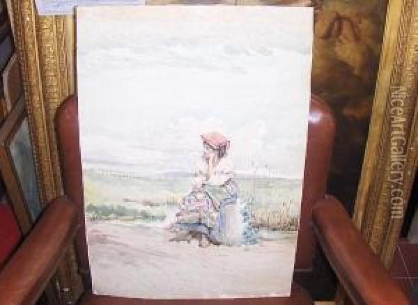 An Italian Peasant Girl Oil Painting - Augusto Corelli