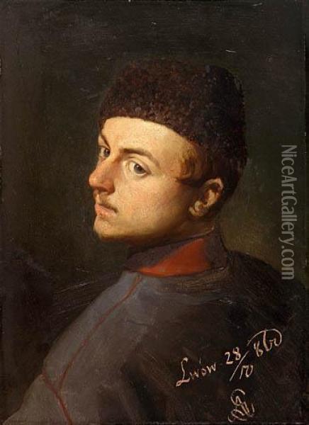 Portret Mlodzienca (autoportret ?), 1860 R. Oil Painting - Artur Grottger