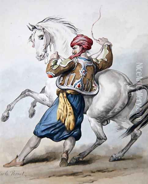 A Persian tries to overcome a French Horse Oil Painting - Carle Vernet
