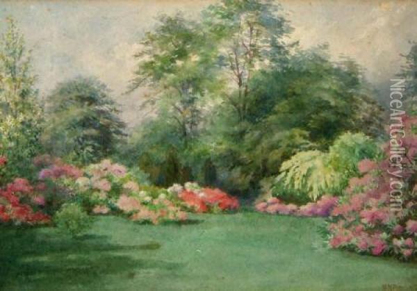 A Herbaceous Border In Summe Oil Painting - Parker Newton