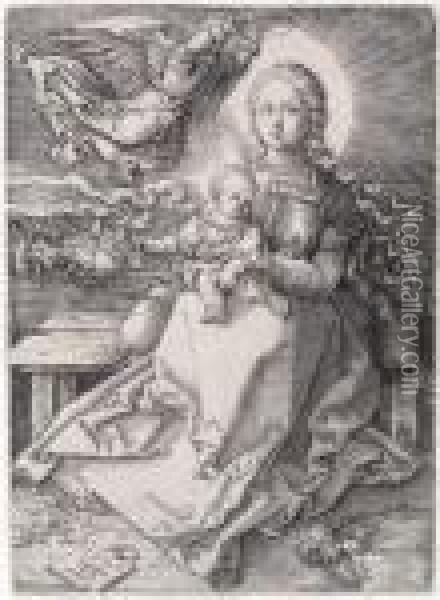 The Madonnacrowned By An Angel Oil Painting - Albrecht Durer