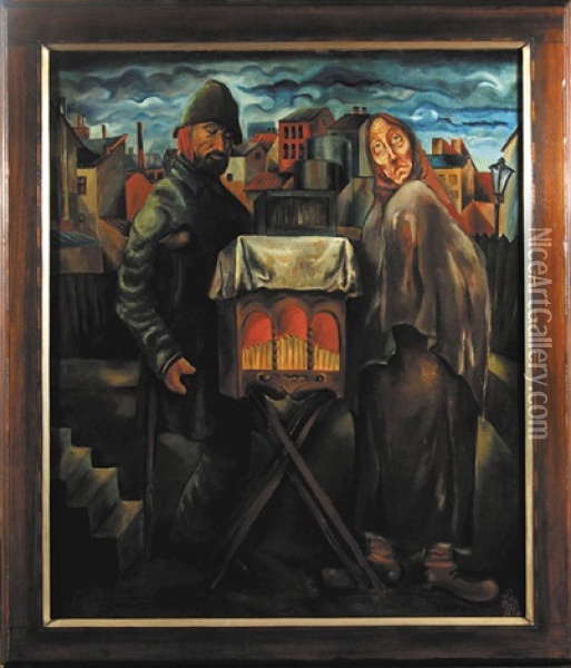 Kataryniarz Oil Painting - Fryderyc (Fryc) Kleinmann