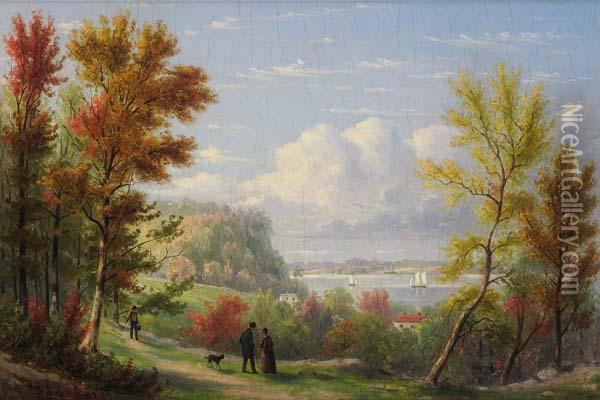 ''hudson Point, Weehawken, N.j.'' Oil Painting - William Rickarby Miller