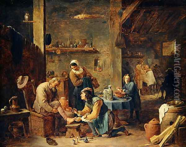 The Barbers Shop Oil Painting - David The Younger Teniers