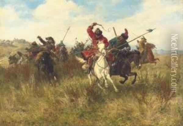 Cossacks Oil Painting - Werner Wilhelm Gustav Schuch