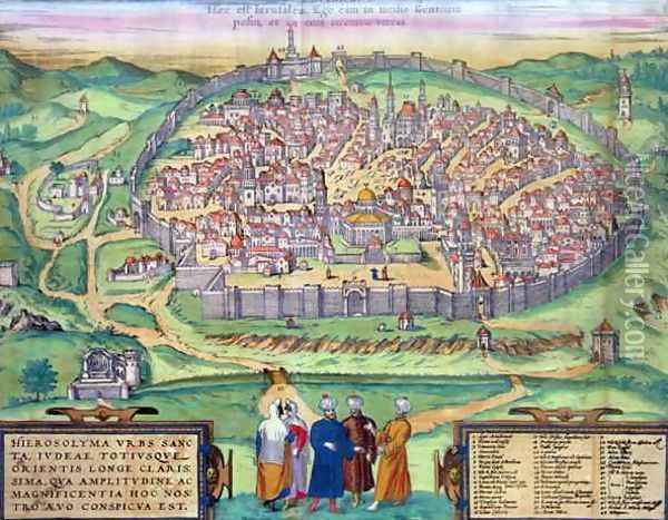 Map of Jerusalem from Civitates Orbis Terrarum Oil Painting - Joris Hoefnagel
