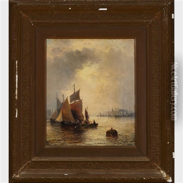 The Thames; Near Yarnmouth (pair) Oil Painting - Georges William Thornley