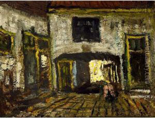 Courtyard Together With A Work By Johan Buning Oil Painting - Suze Robertson