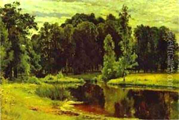 Pond In A Old Park Study 1898 Oil Painting - Ivan Shishkin