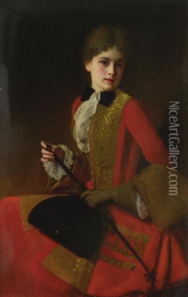 Girl In A Riding Habit Oil Painting - Gustave Jean Jacquet
