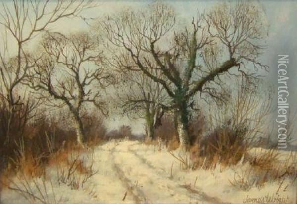 Snow On The Bridle Path Oil Painting - James Wright