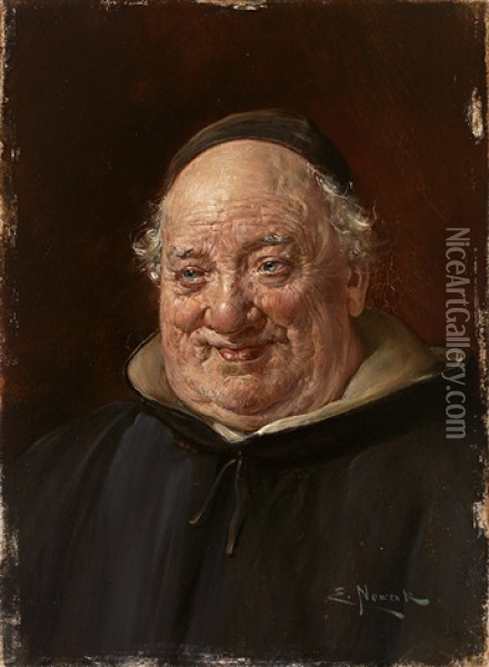 Portrait Eines Lachenden Monches Oil Painting - Ernst Nowak