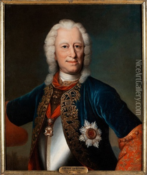 Bildnis Des Landgrafen Ernst Ludwig Von Hessen-darmstadt, 1667 - 1735 Oil Painting - Johann Christian Fiedler
