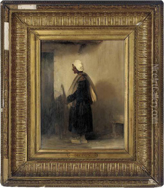 A Peasant In Clogs Oil Painting - Alexandre Gabriel Decamps