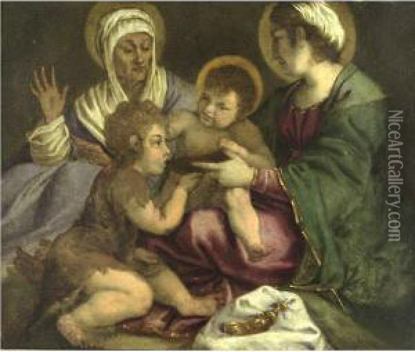 The Holy Family With St. John The Baptist And St. Anne Oil Painting - Andrea Boscoli