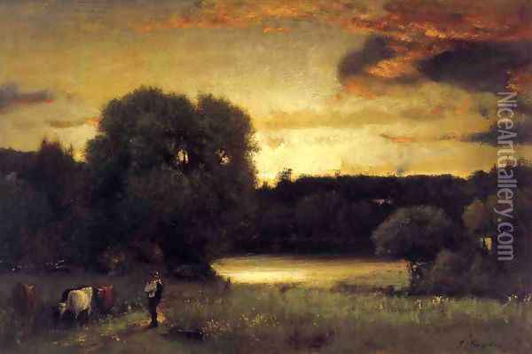 Slow Fading Day Oil Painting - George Inness