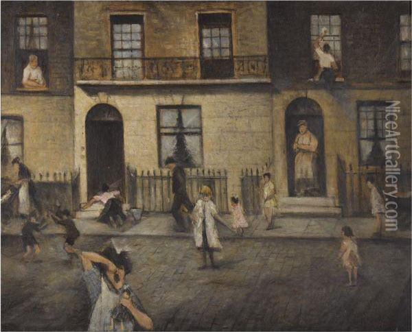 Any London Street Oil Painting - Christopher R. Wynne Nevinson