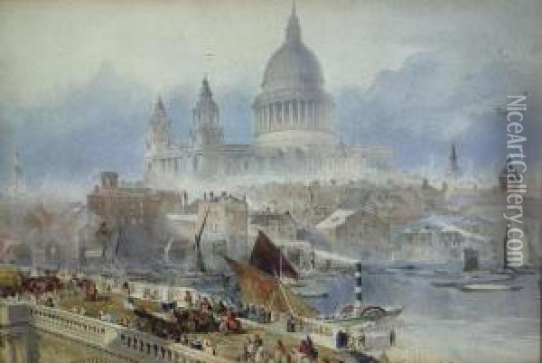 The Thames By St Paul's Oil Painting - William Parrott