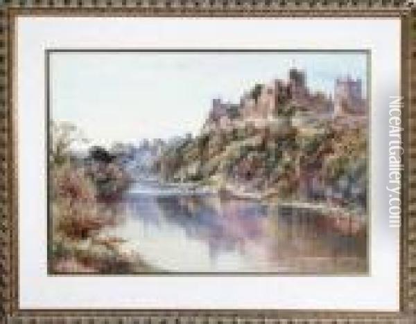 Richmond Castle From The Swale Oil Painting - Thomas Greenhalch