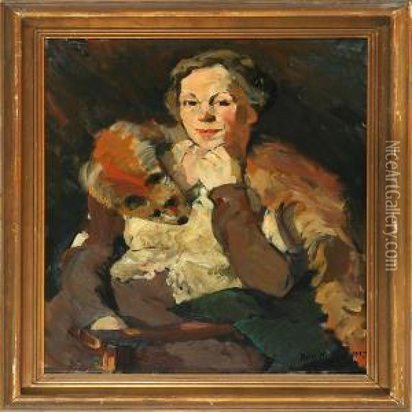 Portrait Of A Woman Oil Painting - Niels Hansen