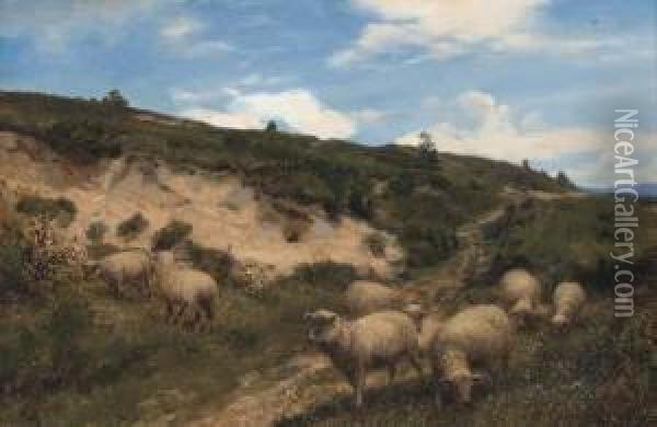 A Moorland Pasture Oil Painting - Henry William Banks Davis, R.A.