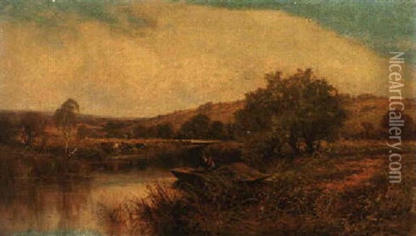 Near Goring On The Thames Oil Painting - Henry H. Parker