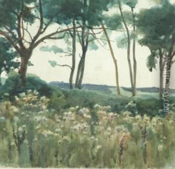 Landscape Of Wild Flowers Oil Painting - Norman Garstin