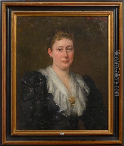 Portrait De Dame Oil Painting - Therese Schwartze