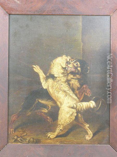 Two Dogs Fighting Oil Painting - James Ward
