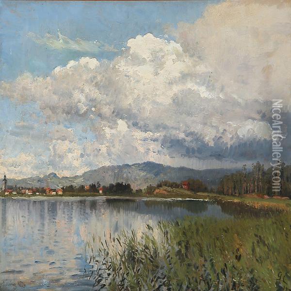 Summer Day Near Jonkoping, Sweden Oil Painting - Godfred B.W. Christensen