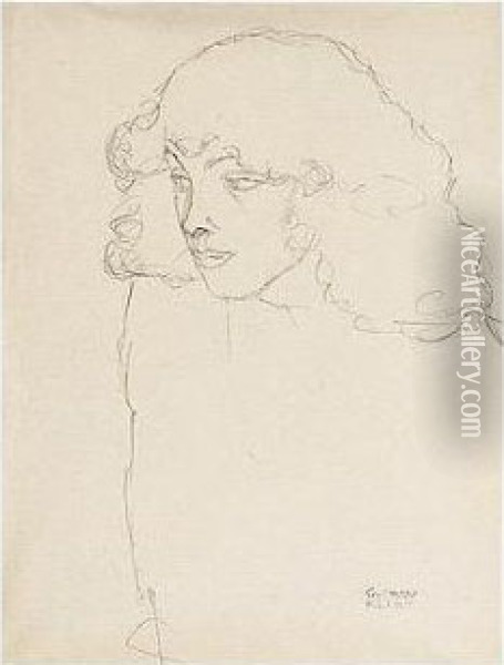 Brustbild Eines Madchens Im 
Dreiviertelprofil Nach Links (bust Of A Girl In Three-quarter Profile, 
Facing Left) Oil Painting - Gustav Klimt