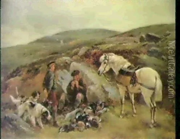 On The Moors Near Kinlock Ramnock Oil Painting - James Hardy Jr.