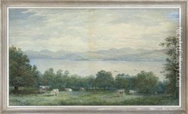 A View Towards The Clyde From Broadfield Oil Painting - Charles Nicholls Woolnoth