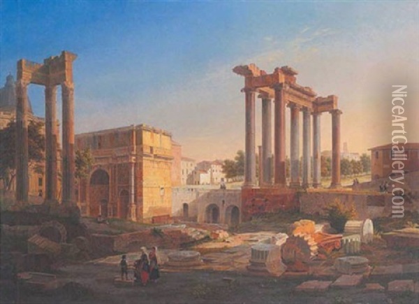Blick Auf Das Forum Romanum Oil Painting - Leo Von Klenze