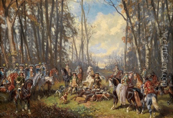 Nach Erfolgreicher Jagd Oil Painting - Alexander Ritter Von Bensa
