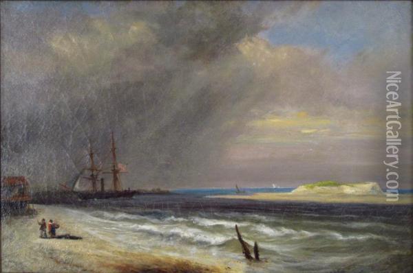Great Passing Off The Atlantic Inlet Oil Painting - George Robert Bonfield